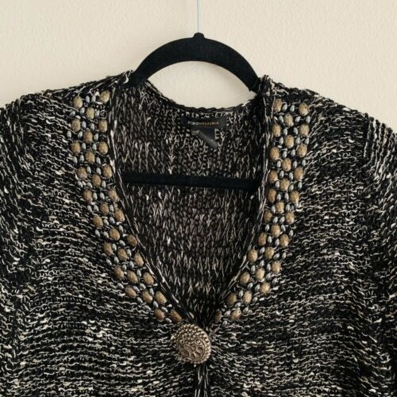 BCBGMaxazria Beaded Chunky Knit Open Long Cardigan - Picture 2 of 5
